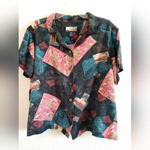 Vintage Havana Jack's Cafe Women's Camp Shirt Short Sleeve Size 2X Chest 44"